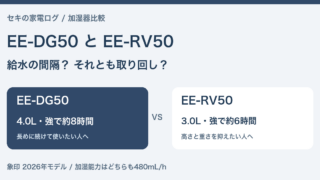 象印EE-DG50とEE-RV50の比較。4Lで長時間使うか、3Lで取り回しを選ぶか。