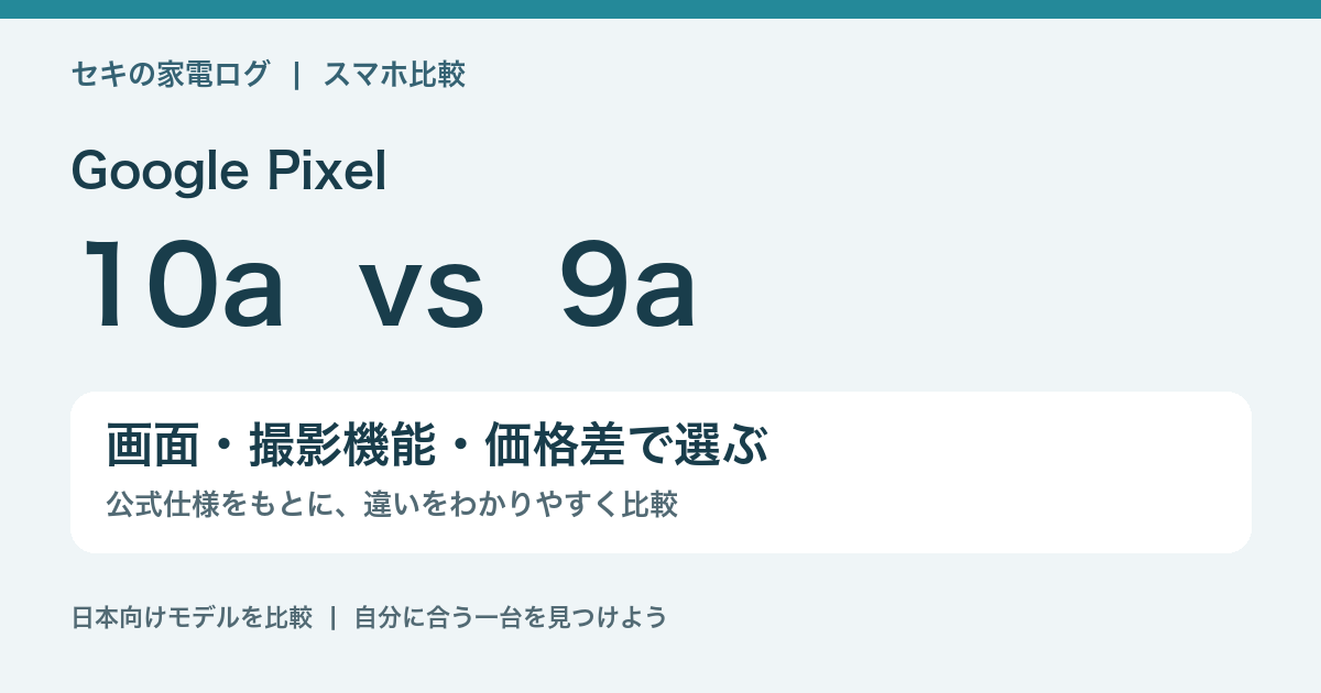 Google Pixel 10aとPixel 9aを画面・撮影機能・価格差で比較