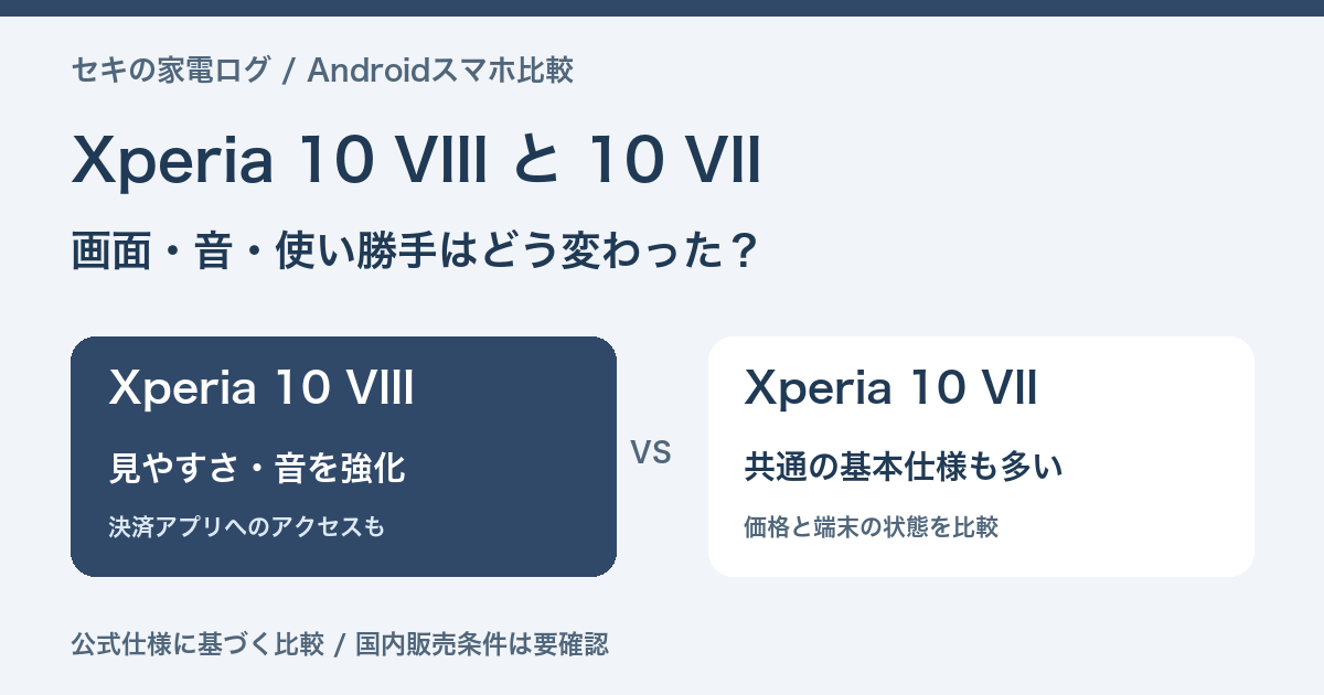 Xperia 10 VIIIと10 VIIの比較。画面・音・使い勝手の違いと共通仕様を確認。